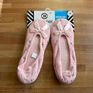 Isotoner ballet bedroom slippers, pink women's size large NWT